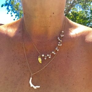 Handmade Gold Plated layered pearl accent Necklace